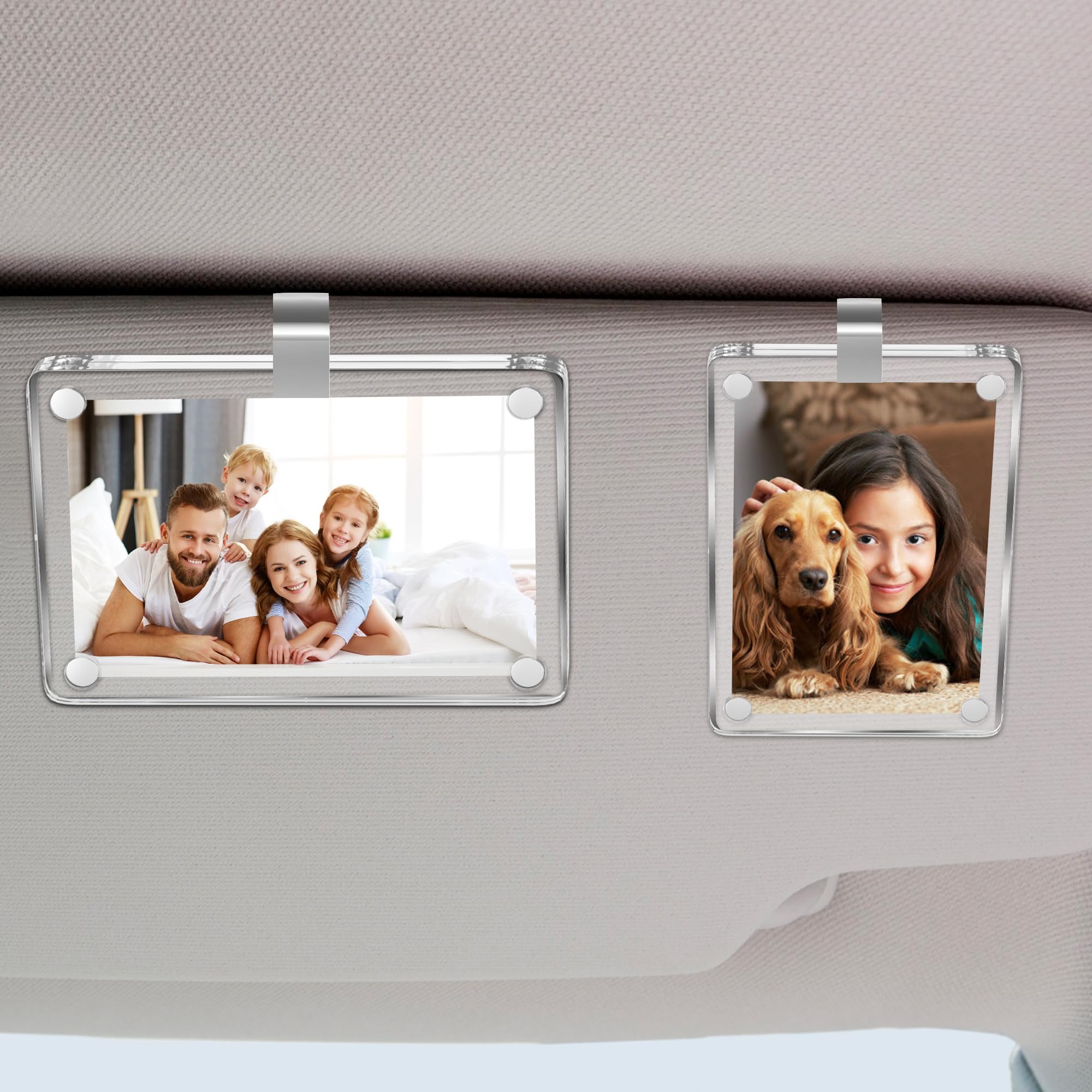 2 clips para visera de automóvil, marco de fotos de acrílico magnético de instalación rápida, accesorios personalizados para fotos