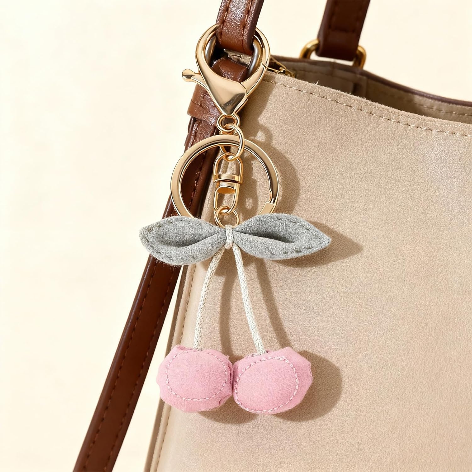 Angyape Cute Cherry Keychain Cherry Bag Charms Purse Charms for Handbags Tote Bags Car Key Rings Accessories Gifts for Women - Image 3