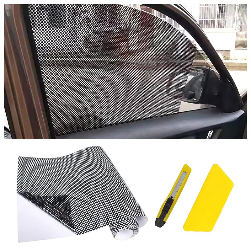 Película protetora solar removível para janela lateral de carro Qiyibei, aplicação por aderência estática, PVC preto, 63 x 41,9 cm, kit com 4 peças