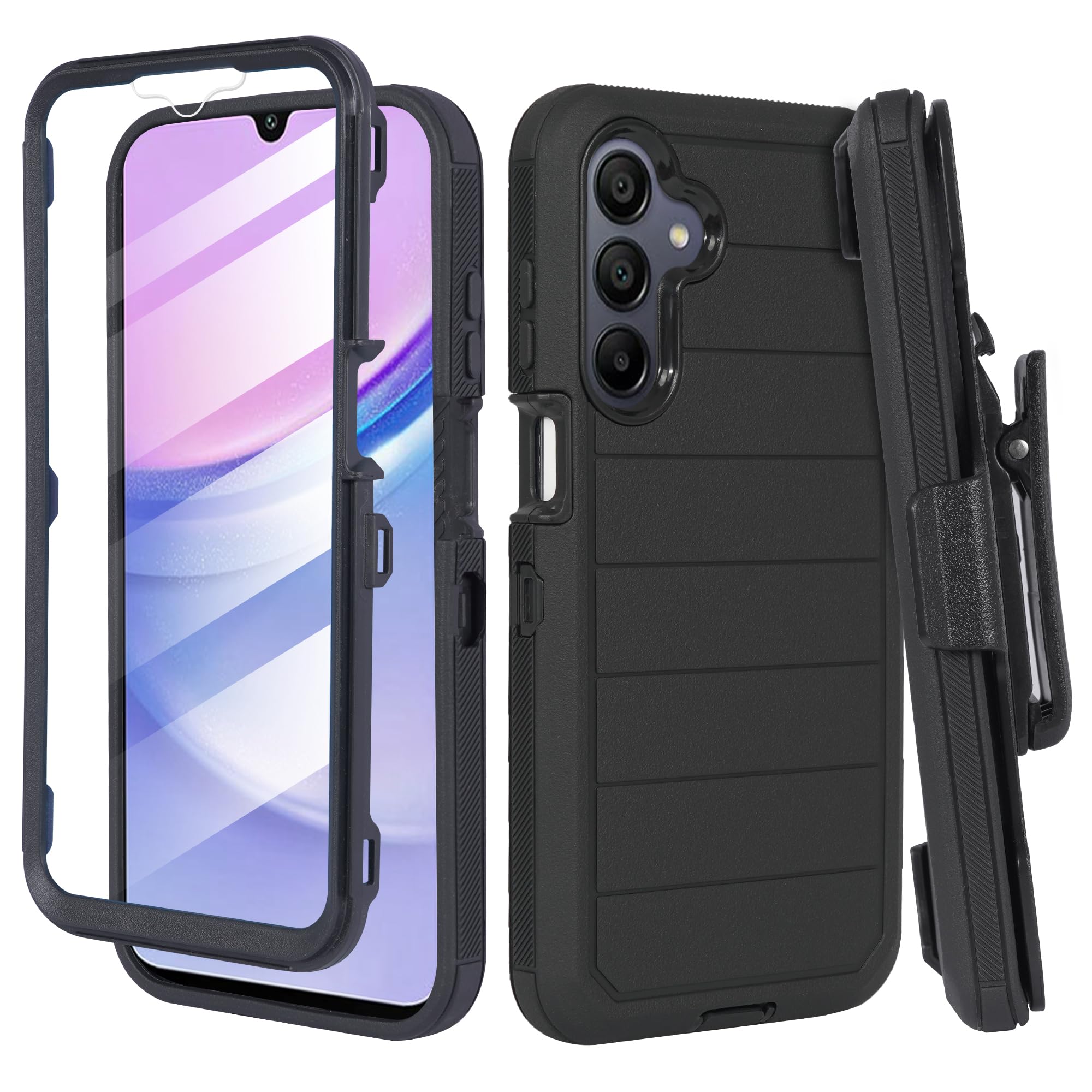 Thousandgear Compatible for Samsung Galaxy A16 5G Phone Case, Built in Screen Protector, Belt Clip Holster Heavy Duty Defender Case Dustproof