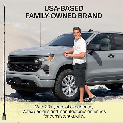 Miniatura 7 de Votex - Antena negra de 31 pulgadas tamaño OEM - Cancelación de ruido del viento en espiral - Construcción de acero para resortes - Roscado de acero