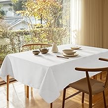 Deconovo テーブルクロス 140*220CM ホワイト 撥水 汚れ防止 北欧 無地 長方形 全6色