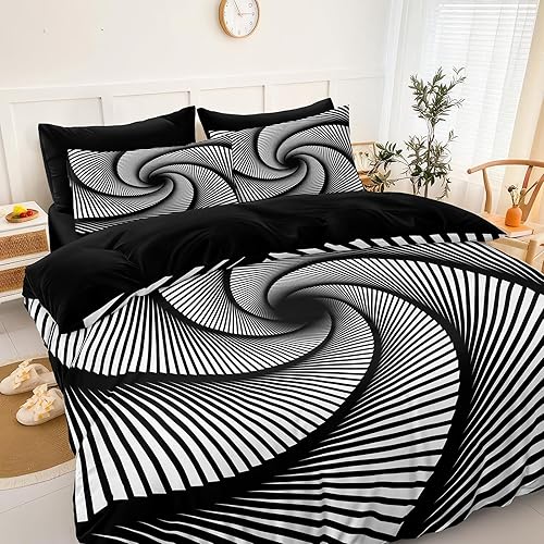 Juego de edredón de sol y luna, ropa de cama negra bohemia tamaño individual en una bolsa, juego de cama de 6 piezas con edredón y juego de sábanas