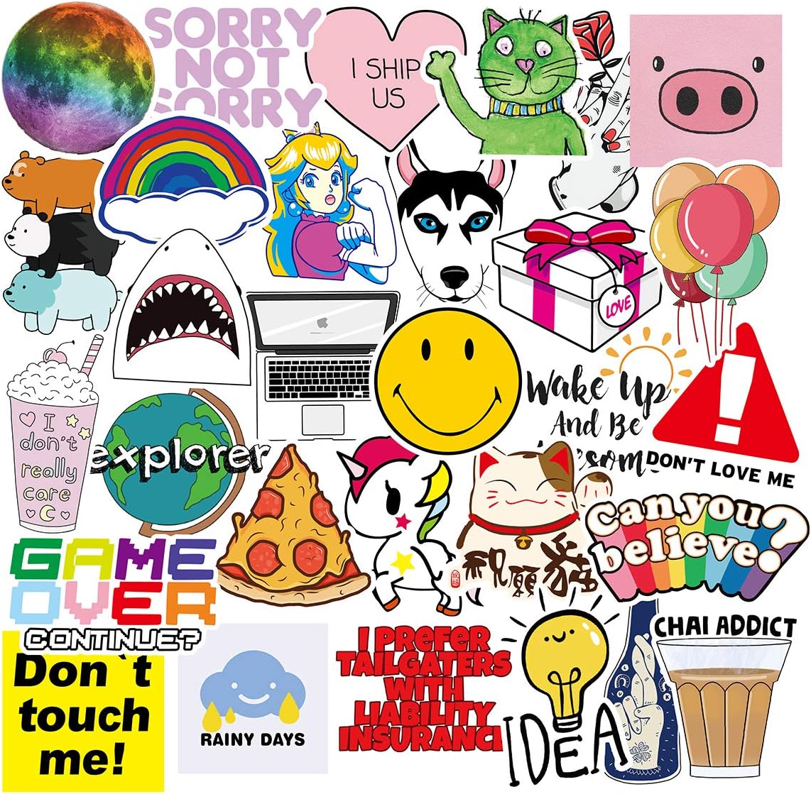 Vsco Cute Stickers for Hydro Flask[50pcs] Ins Vinyl Sticker for Laptop Cups Phone Case Computer PC Water Bottle Bike Helmet Car Motorcycle Tumbler Luggage Helmet Skateboard Snowboard Gift for Kids