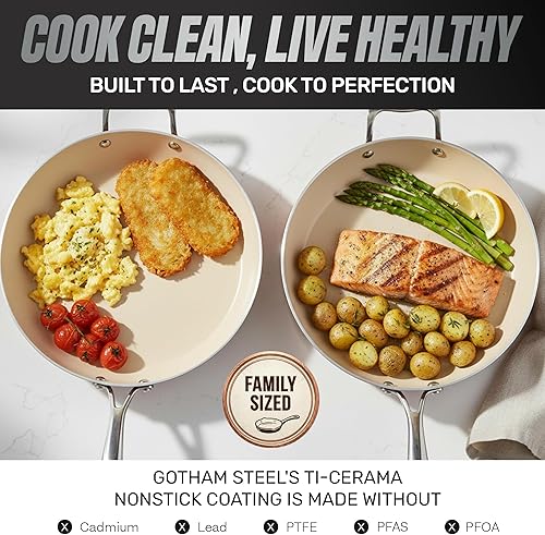 Miniatura 3 de Gotham Steel Hammered - Juego de 15 utensilios de cocina de cerámica antiadherentes, ollas y sartenes de inducción antiadherentes con juego de