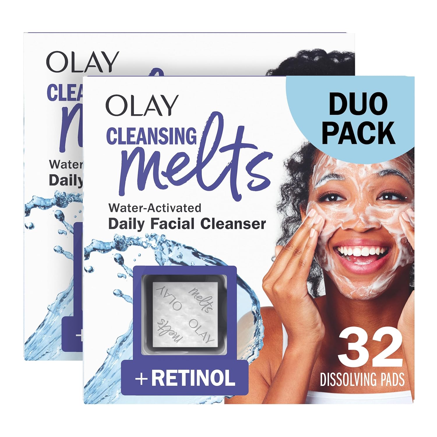 Olay Face Wash, Retinol Cleansing Melts, Fragrance-Free, Daily Use Gentle Cleanser, For All Skin Types, Travel Size, Water-Activated to Clean, Tone, and Refresh, 64ct (2 Pack x 32ct) Olay Face Wash, Retinol Cleansing Melts, Fragrance-Free, Daily Use Gentle Cleanser, For All Skin Types, Travel Size, Water-Activated to Clean, Tone, and Refresh, 64ct (2 Pack x 32ct)