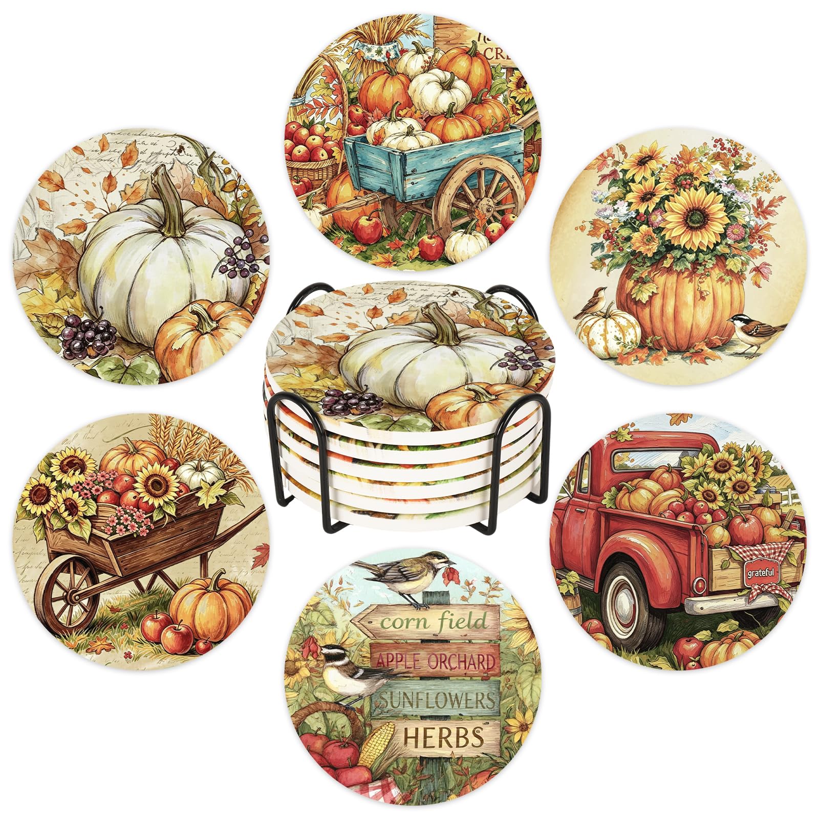 Dessous de verre citrouille et camion déco automne pour Thanksgiving