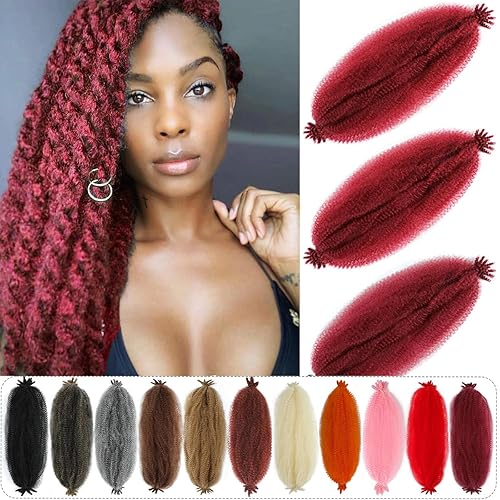Cabello afro trenzado, 3 piezas preseparadas estilo Kinky Marley Twist trenzado, extensiones de cabello sintético envejecido, extensiones de cabello