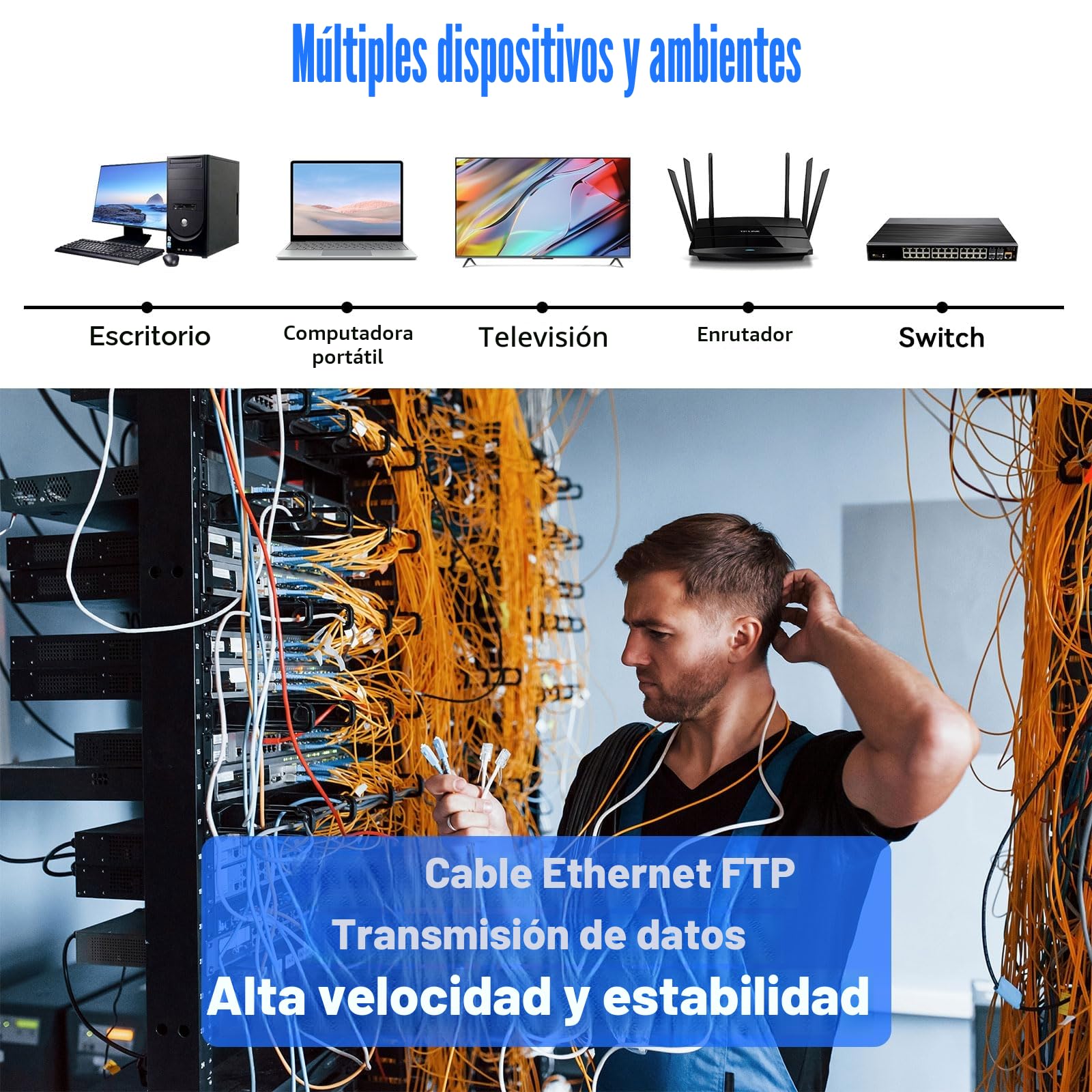 Granel Cable Ethernet Cat 6 De 30m, Bulk Cable de Red LAN FTP Blindado Para Internet Rápida & Fiable -AWG23 Cable a Granel Internet Anti-jamming Exterior Interior resistente a la intemperie(30 Metros)
