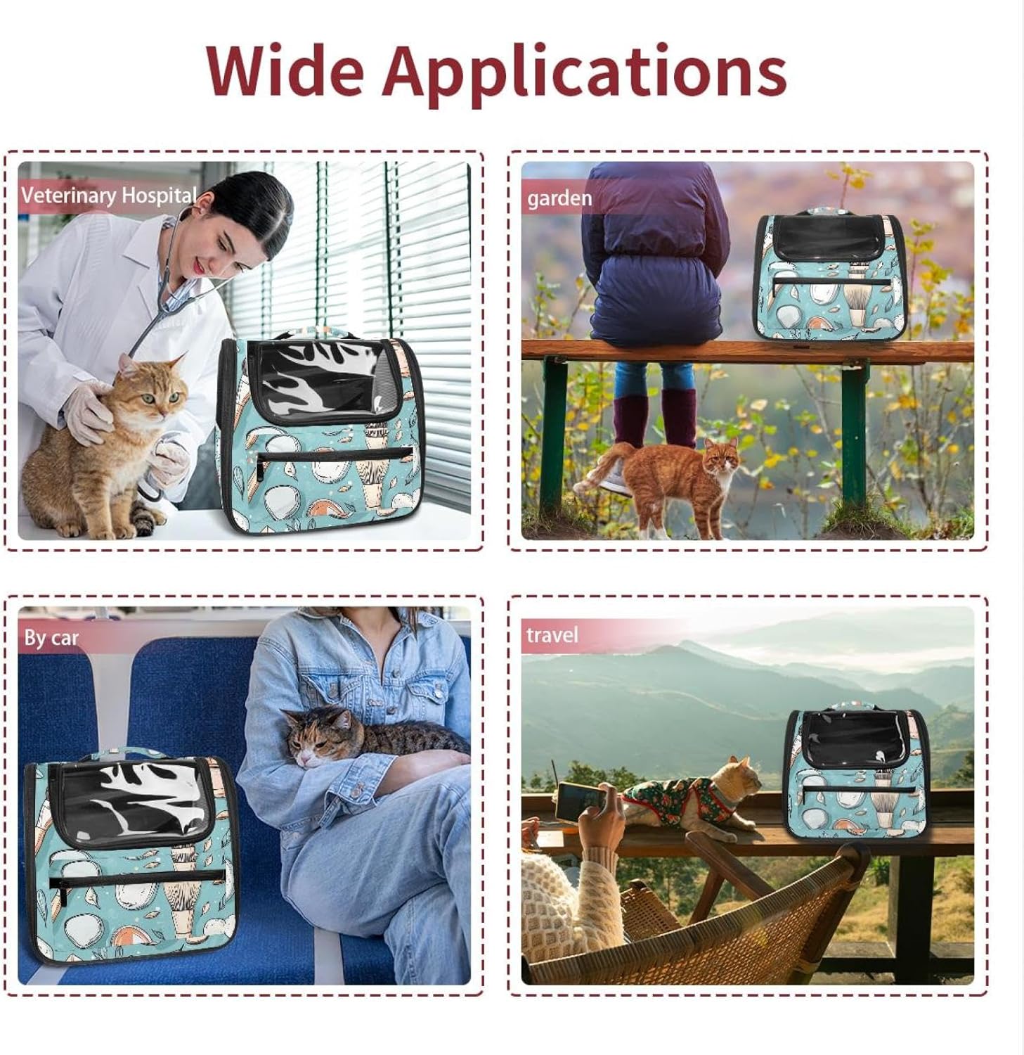 Makeup Mirror Skin Products Cat Carrier Backpack,900D Wear-Resistant Oxford Fabric, Dog Carrier Cat Backpacks Suitable for Travel