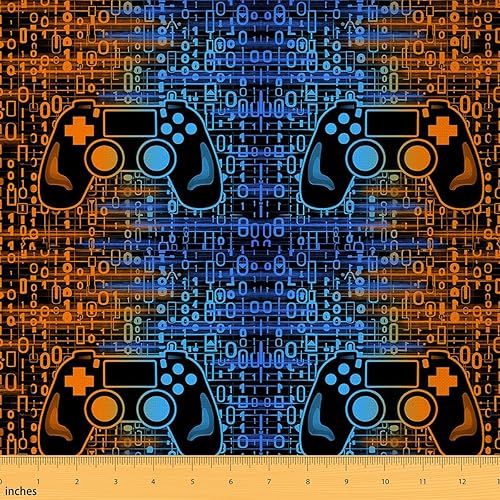 Feelyou Tela de Videojuegos por Yarda 1 Yarda Tela Decorativa Impermeable para Exteriores de Videojuegos para Niños GameGamepad Tela de Tapicería