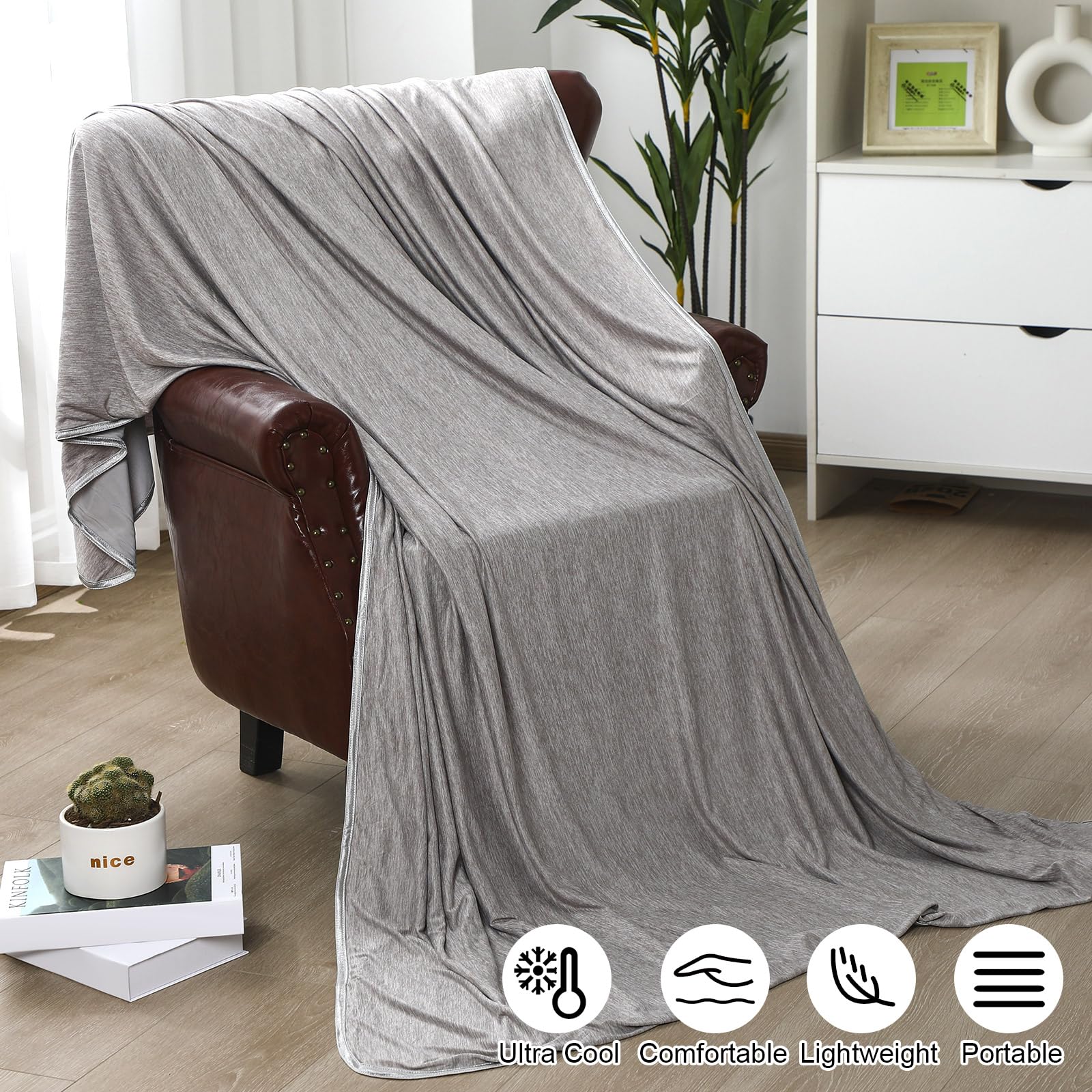 Namalu 2 in 1 Kühldecke 150 x 200 cm Selbstkühlende Sommerdecke mit Arc-Chill Schweißableitende und Atmungsaktive Bettdecke Leichte Sofadecke Reise Decke, Grau