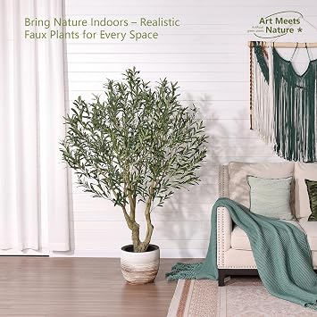 VeriNatural Artificial Olive Tree Tall Faux Plant - 180 cm Large Green Artificial Tree with 2126 Silk Leaves & 93 Fruit - Indoor Decor for Living Room Office Garden Pots, VN138
