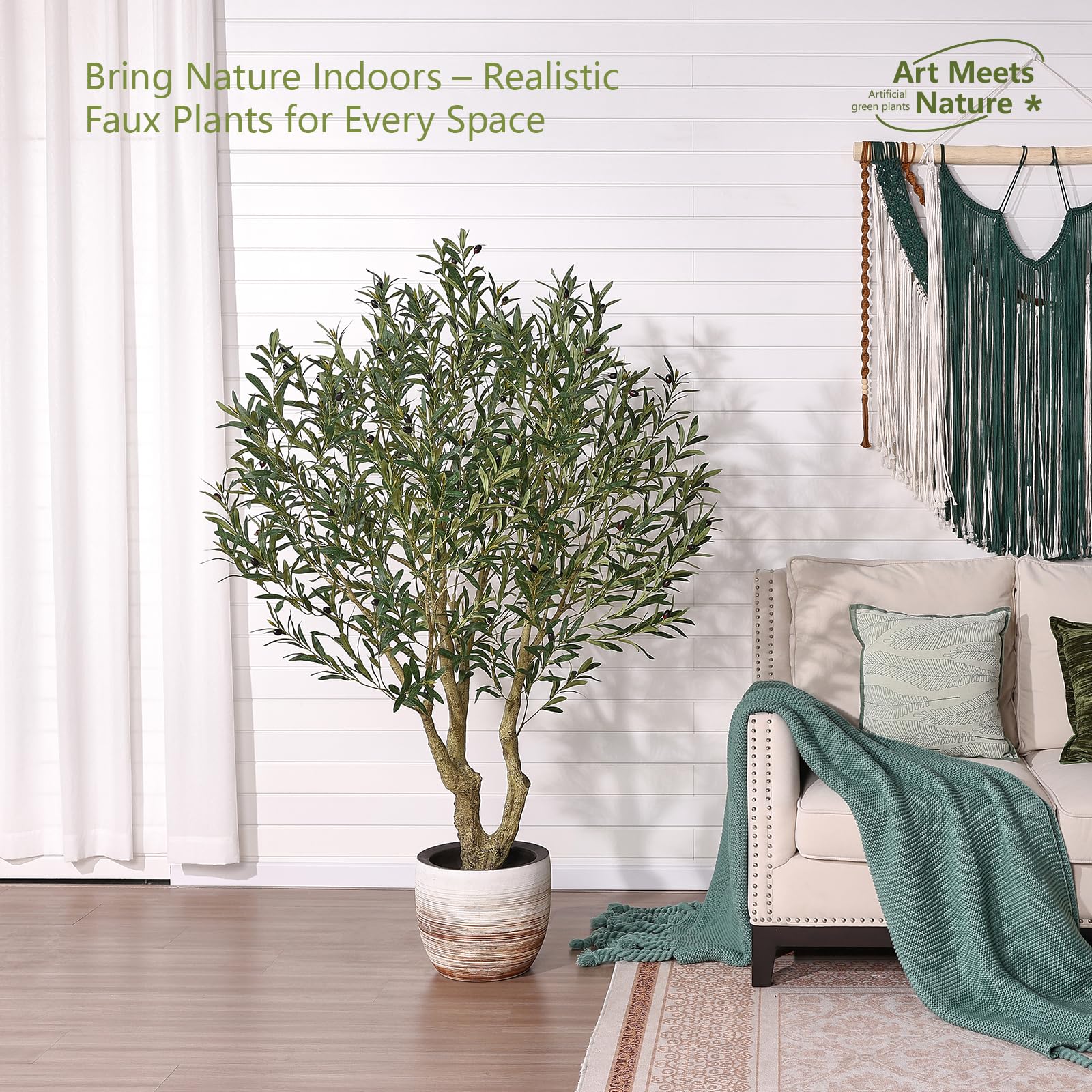 Verinatural Kunstpalmboom 1,2 m hoog, UV-bestendige nepplanten met witte plantenbak voor buiten en binnen, faux tropische areca-vloerbomen in pot, kunstzijden planten voor huisdecoratie, 1 pak