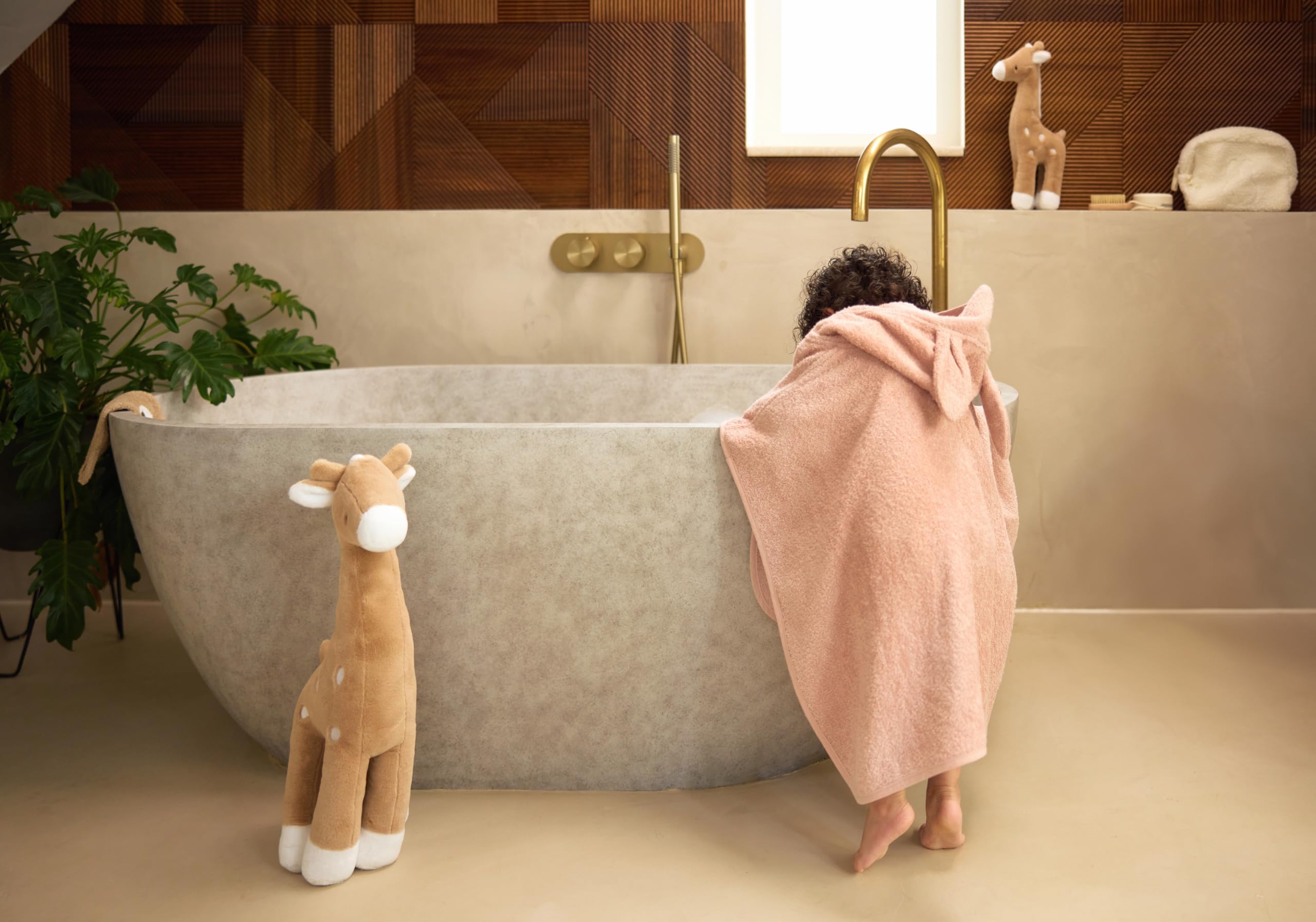 Jollein Poncho de bain pour enfant de 1 à 4 ans - Terry, rose sauvage - 100% coton - éponge - Certifié Oeko-Tex - Avec capuche et oreilles - Pour fille et garçon