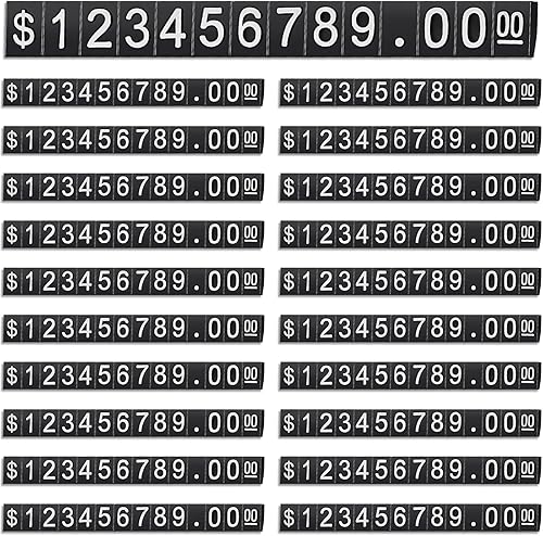 Vicenpal 60 juegos de soportes de etiquetas de precio ajustables con cubos de letras y números, bloques de etiquetas de precios para minoristas,