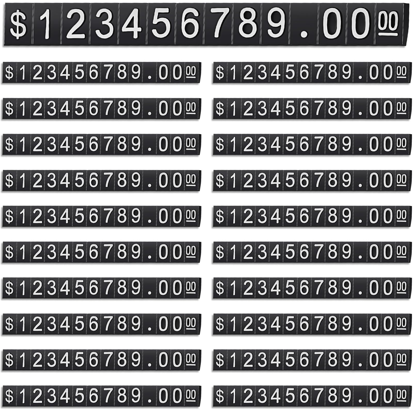 Vicenpal 60 Sets Adjustable Price Tag Display Stand Label Holder with Letter and Number Cubes Pricing Label Blocks for Retail, Jewelry, and Shop