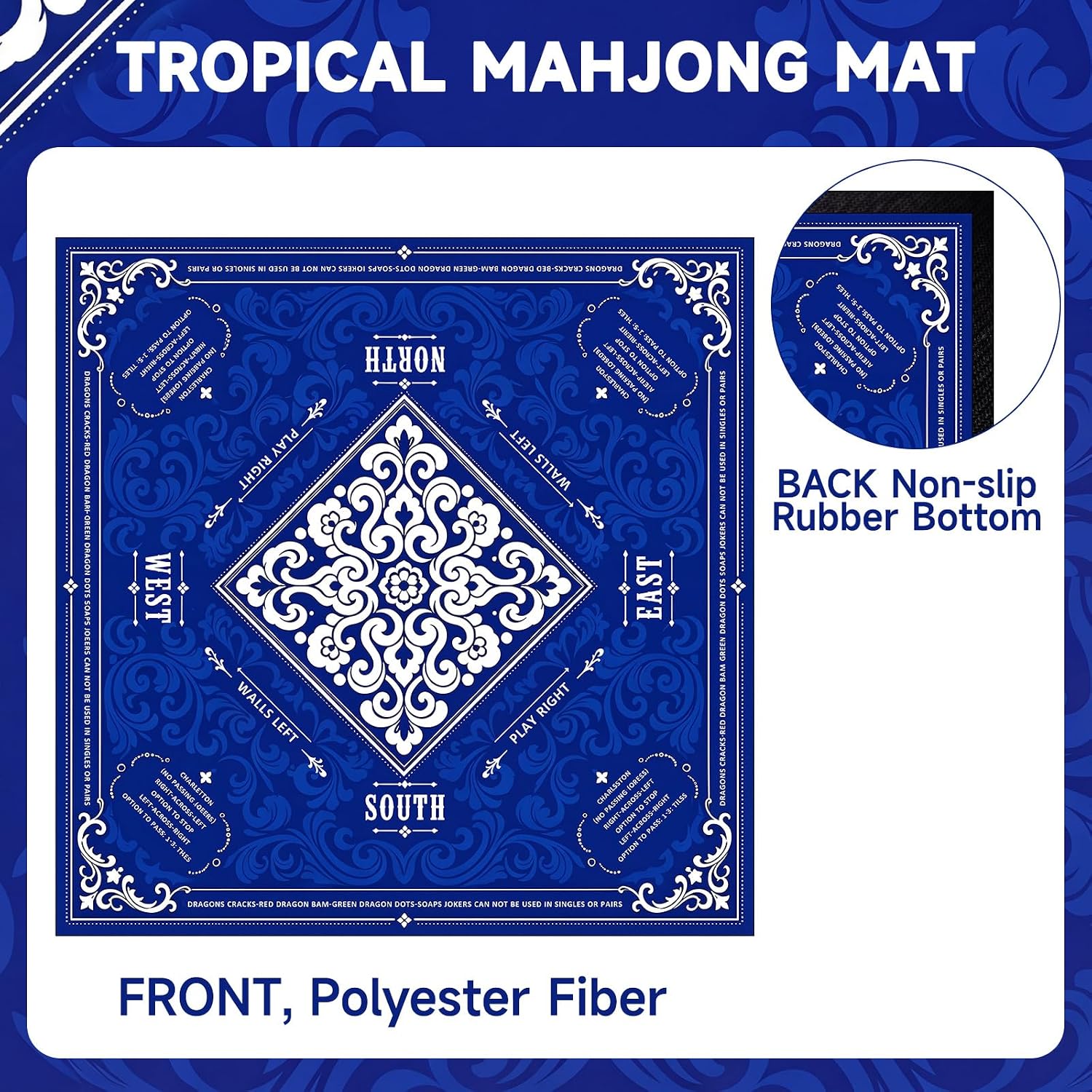 American Mahjong Mat with Rule & Black Carrying Bag, 31.5" x 31.5" image 2