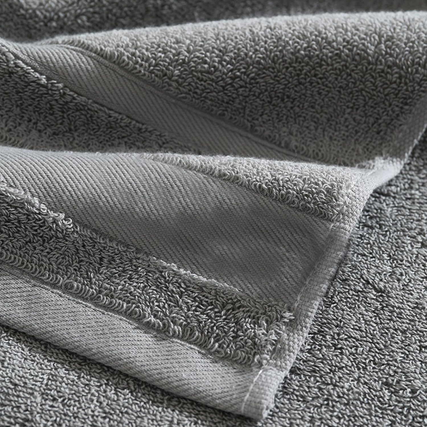 6-Piece Luxury Bath Towel Set for Bathroom - 550 GSM Cotton, Zero Twist, Quick-Dry & Absorbent - 2 Large Bath Towels, 2 Hand Towels, 2 Washcloths (Gray)