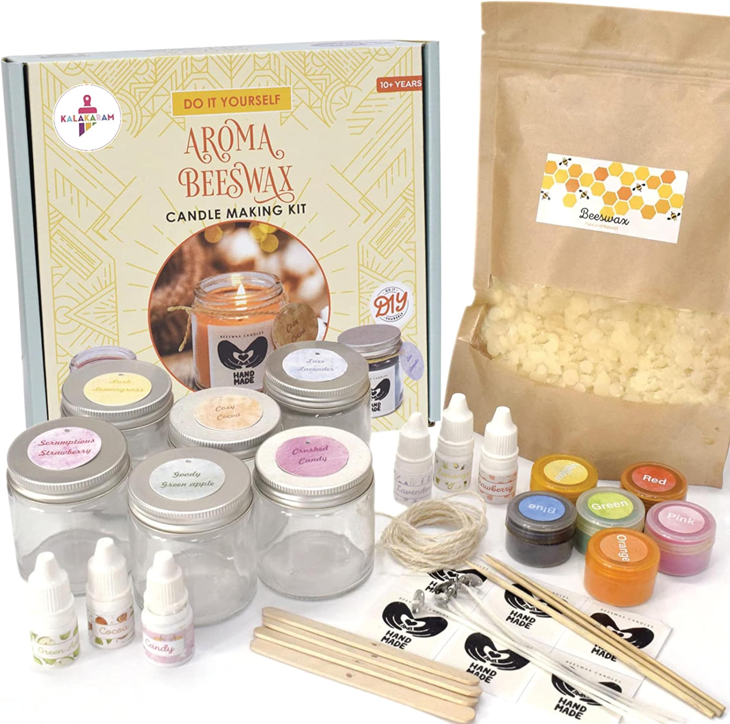 - Kalakaram Aroma Beeswax Candle Kit | DIY Candle Making Craft Kit for Kids & Adults | Natural Scented Candles | Pure Beeswax | Candle Making Set | Handmade Candles for Girls Age, 9-11, 12-14 Years