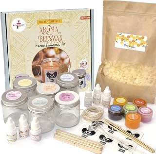 Kalakaram Aroma Beeswax Candle Making Kit, Pure & Natural Beeswax, 6 Decorative Jars, 6 Exotic Scents, Colors & More - Perfect for Home Decor & DIY Gifts - Beginner-Friendly Scented Candles Craft Kit