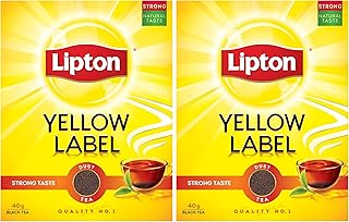 شاي أسود مع أوراق شاي مجففة بالشمس، ورق سائب للحصول على طعم طبيعي غني من ليبتون، 40 جم، عبوتان