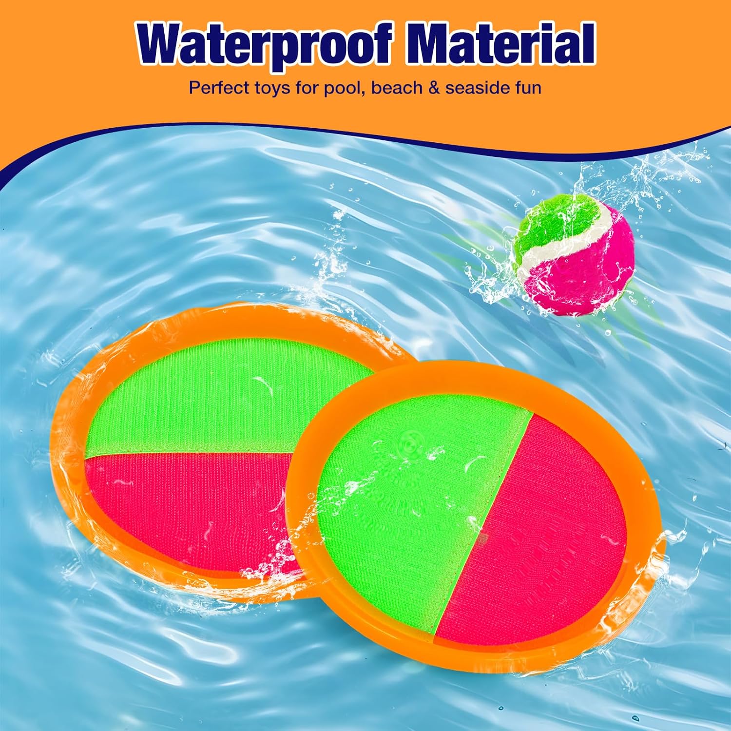 Kids Outdoor Toys - Toss and Catch Game Set, Outside Yard Camping Beach Pool Toys Games for Boys Girls 3 4 5 6 7 8 9 10 Year Old, 4 Paddles 4 Balls (Orange+Orange) image 3 of 9 B07V5KSRZG