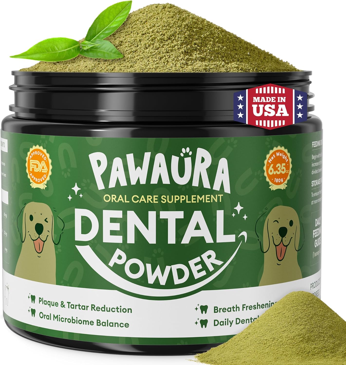 Dog Teeth Cleaning Powder,Dog Breath Freshener with Probiotics for Targets Tartar & Bad Breath,Dog Dental Powder for Teeth Cleaning of All Breeds,90 Scoop Supply - Made in USA