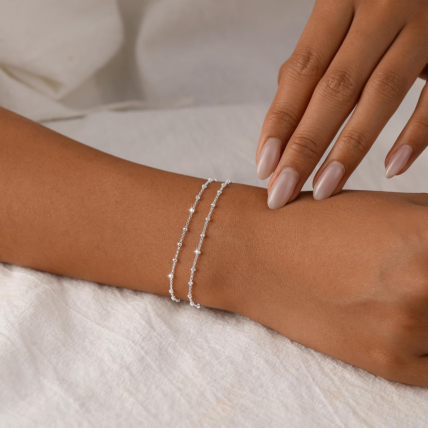 Gold Bracelets for Women Trendy 14K Gold/Silver Plated Couples Love Knot Bracelet Sideways Cross Stackable Layered Bangle Cuff Circular Charm Bead Bracelet Jewelry Gifts