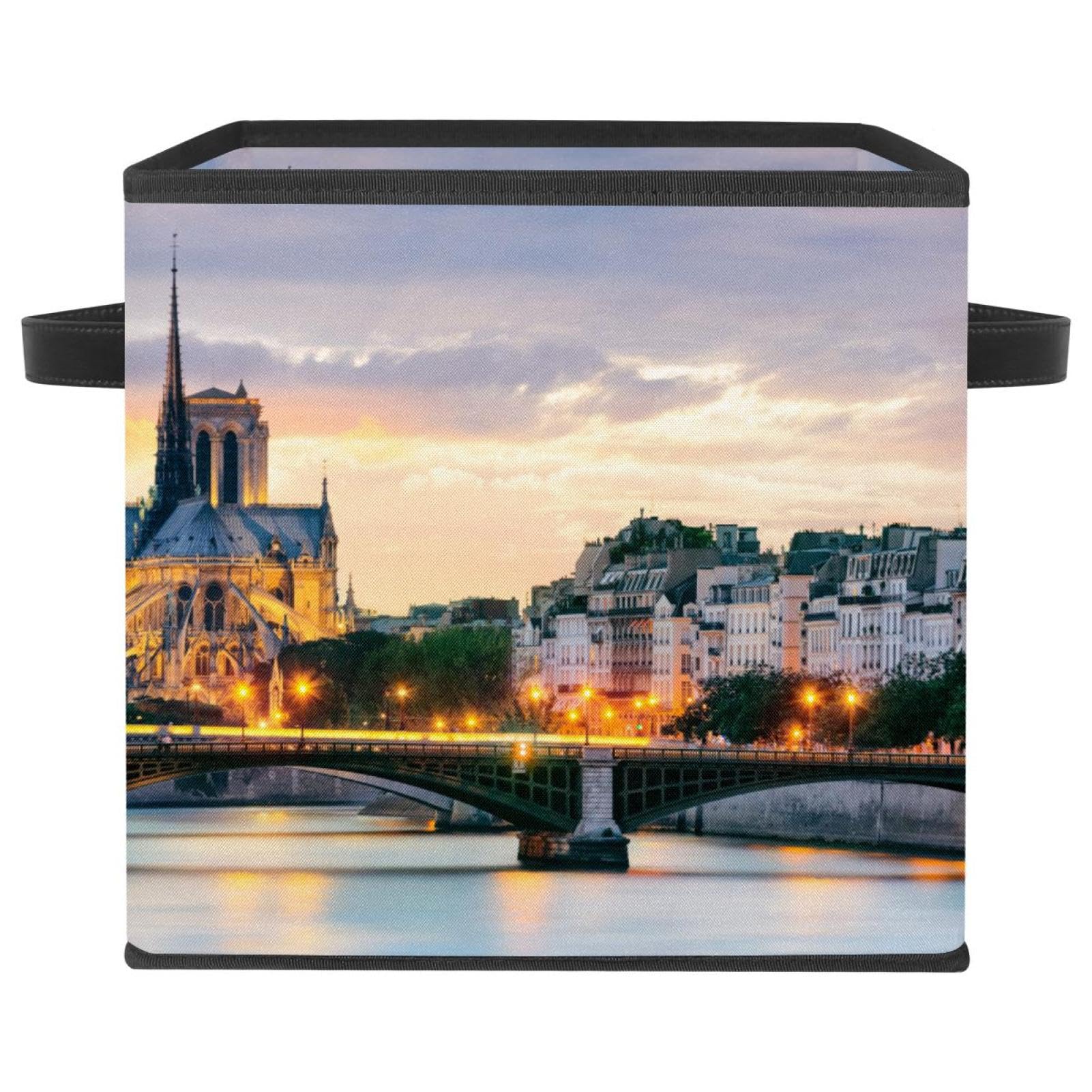Boîte de rangement avec poignées robustes, bac pliable rigide pour placard