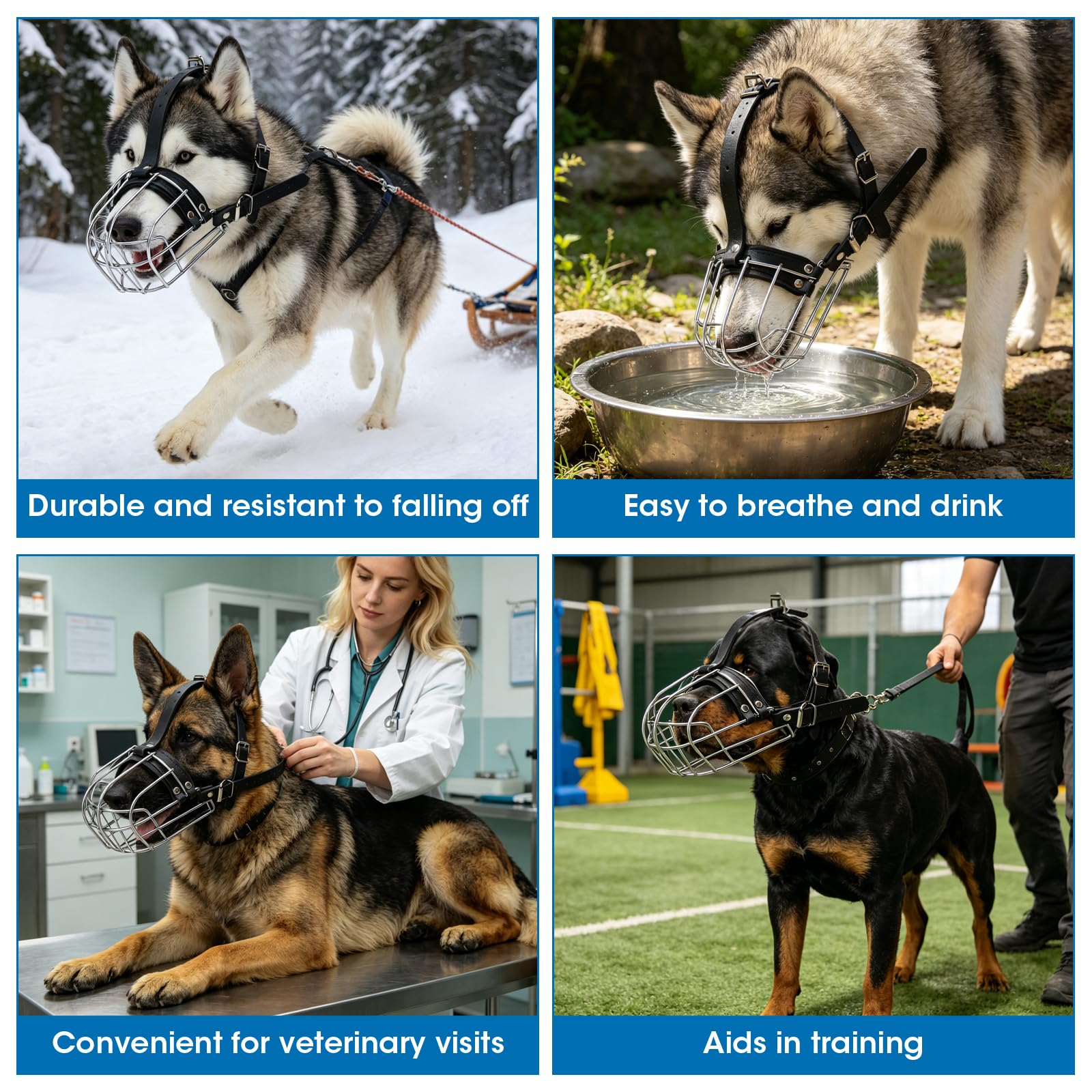 Hundemaulkorb,Deutscher Schäferhund Maulkorb aus Metall – Verstellbarer Draht-Hundemaulkorb für mittelgroße & große Hunde – Schützt vor Beißen, Kauen,Bellen – Robust & Langlebig (Größe M)