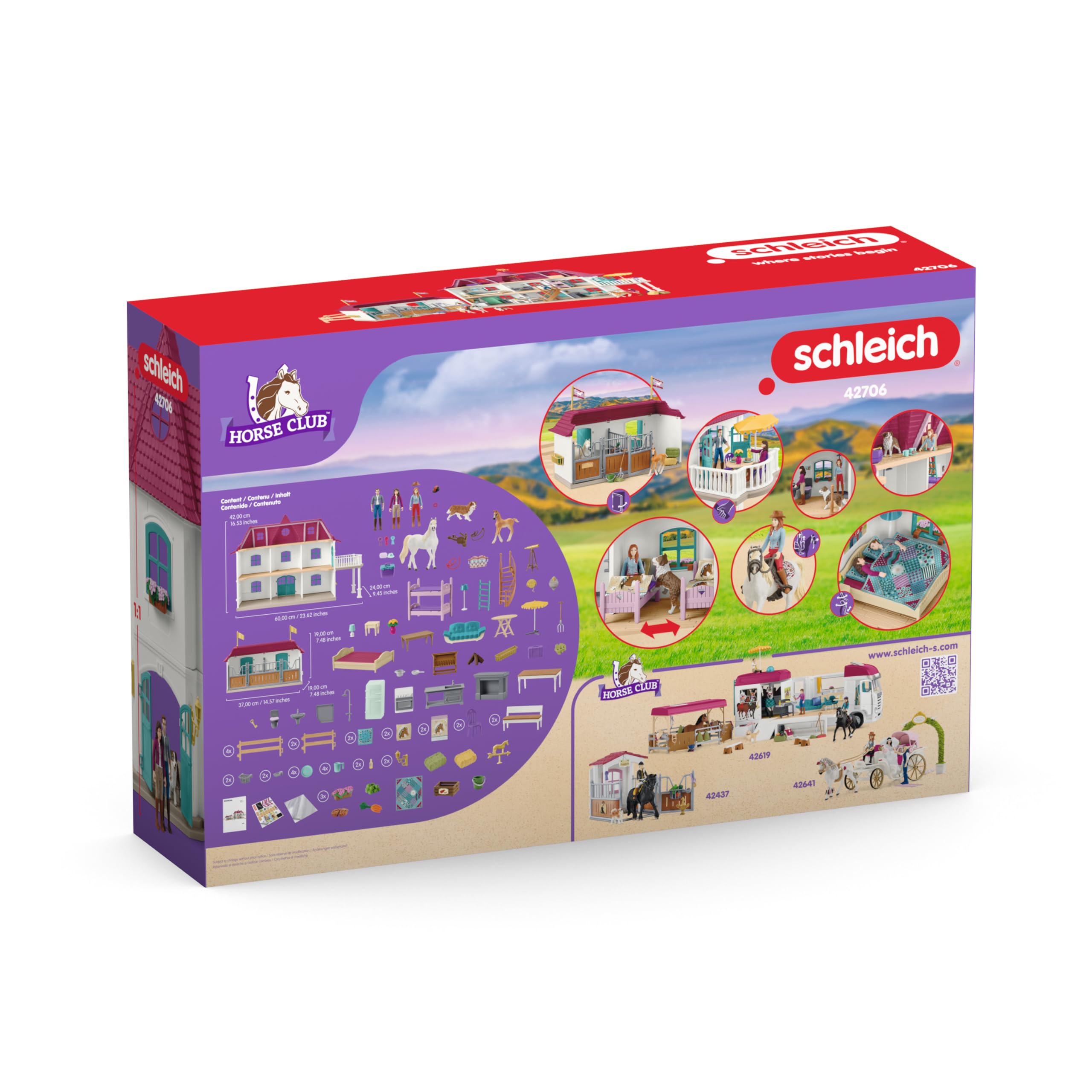 Schleich HORSE CLUB | Centro equestre Lakeside 42706 | 179 pezzi | Casa, stalla, cavalli, cane & famiglia Kramer | Accessori per cavalli schleich | Idea regalo bambini | Giocattolo dai 5 anni