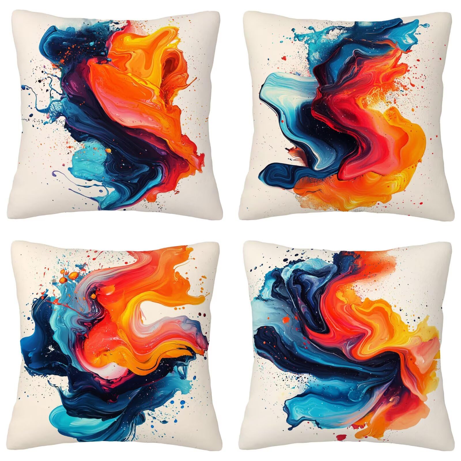 Beżowa poszewka na poduszkę, 50 x 50 cm, zestaw 4 sztuk, super miękka, nadaje się do prania, abstrakcyjna, kwadratowa poduszka z ukrytym zamkiem błyskawicznym, na sofę, do sypialni, prezent dla kobiet
