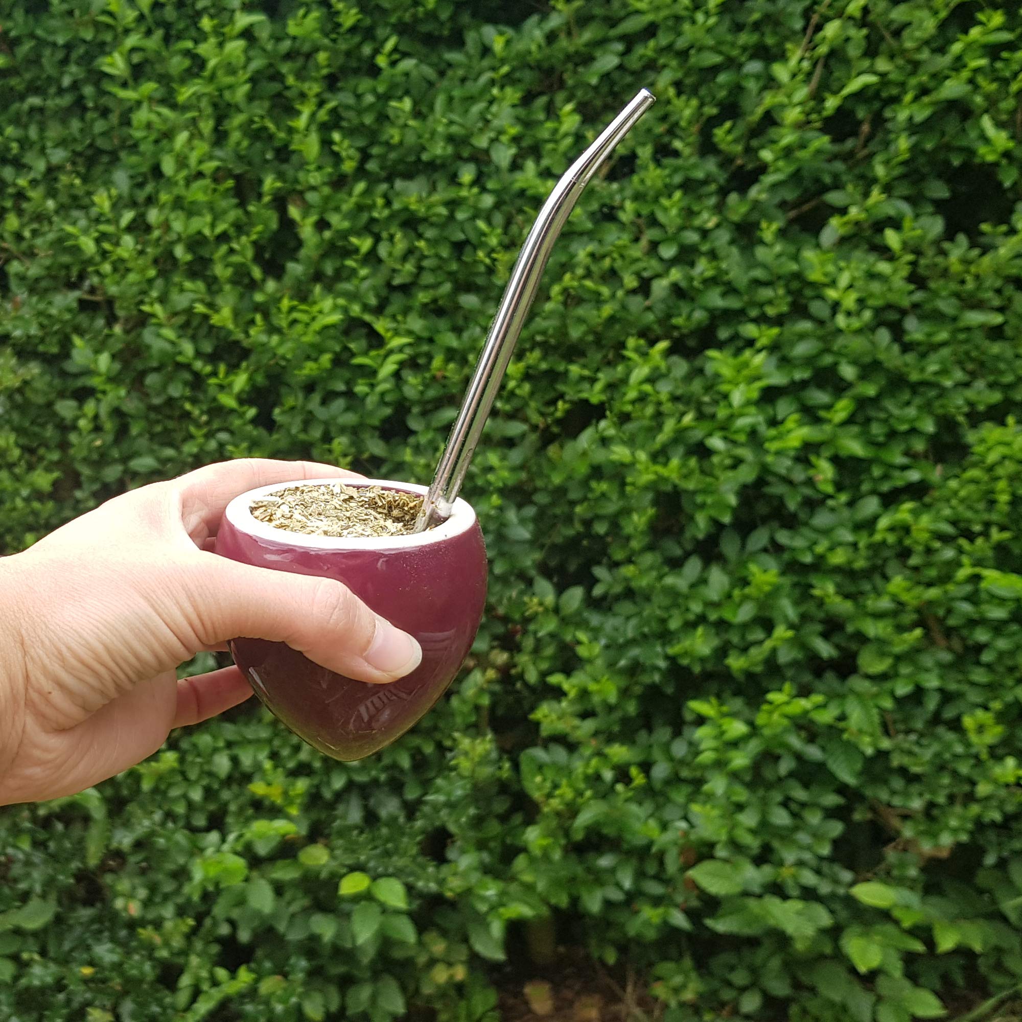 Gaucho Bruno Set Paille et tasse mate Yerba - Petite gourde en céramique, gobelet en acier inoxydable Bombilla Paille à boire - Kit de boissons réutilisable pour la maison et le voyage