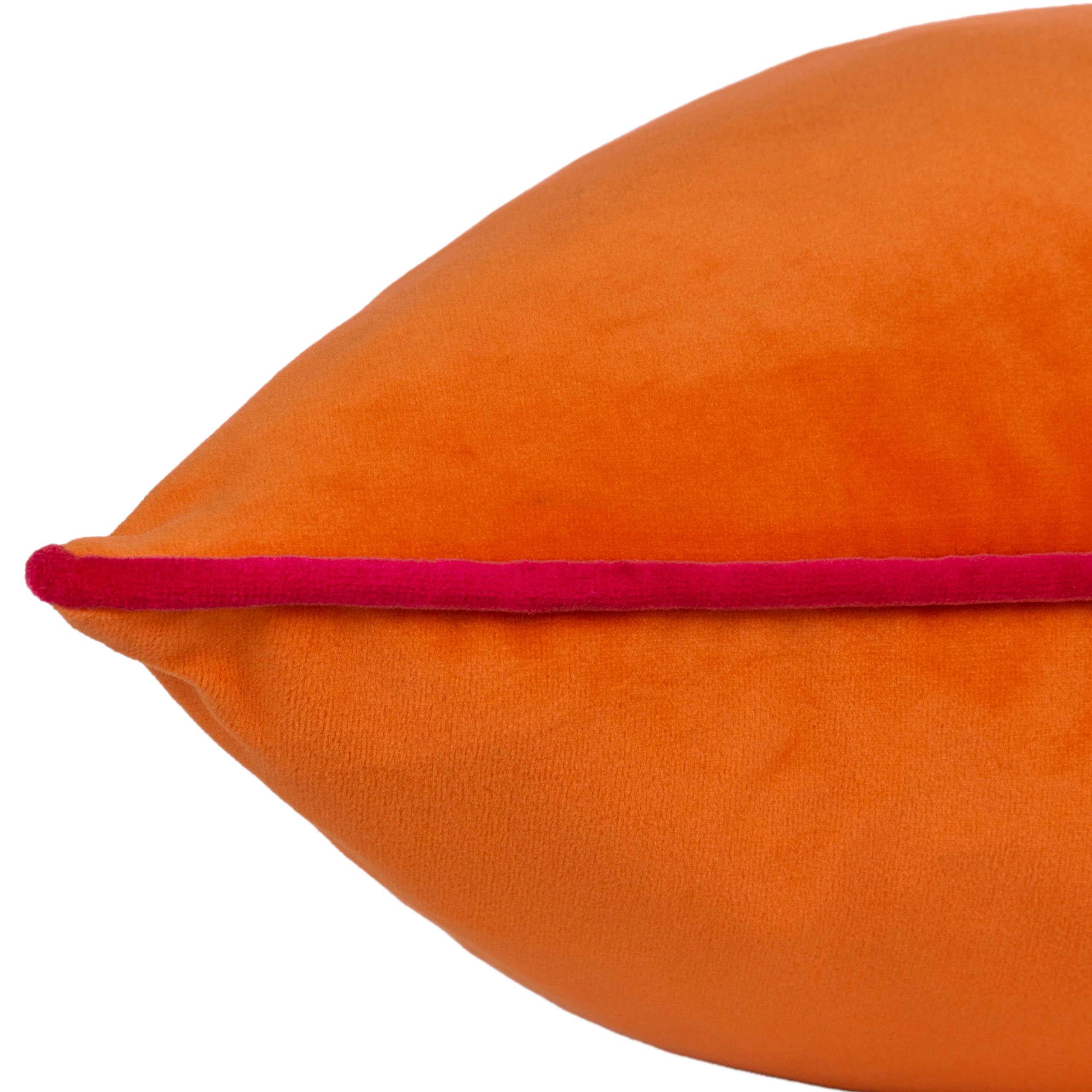 furn. Meridian Cushion Cover - Luxury Contrast Piped Velvet Decorative Case (Clementine/Hot Pink - 45x45cm) - Image 3