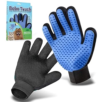 CheerMaker Pet Grooming Glove, Gentle Deshedding Brush Glove Efficient Pet Hair Remover Mitt,Enhanced Five Finger Design,Breathable & Comfortable for Dog,Cat,Horses with Long/Short Fur,1 Pair