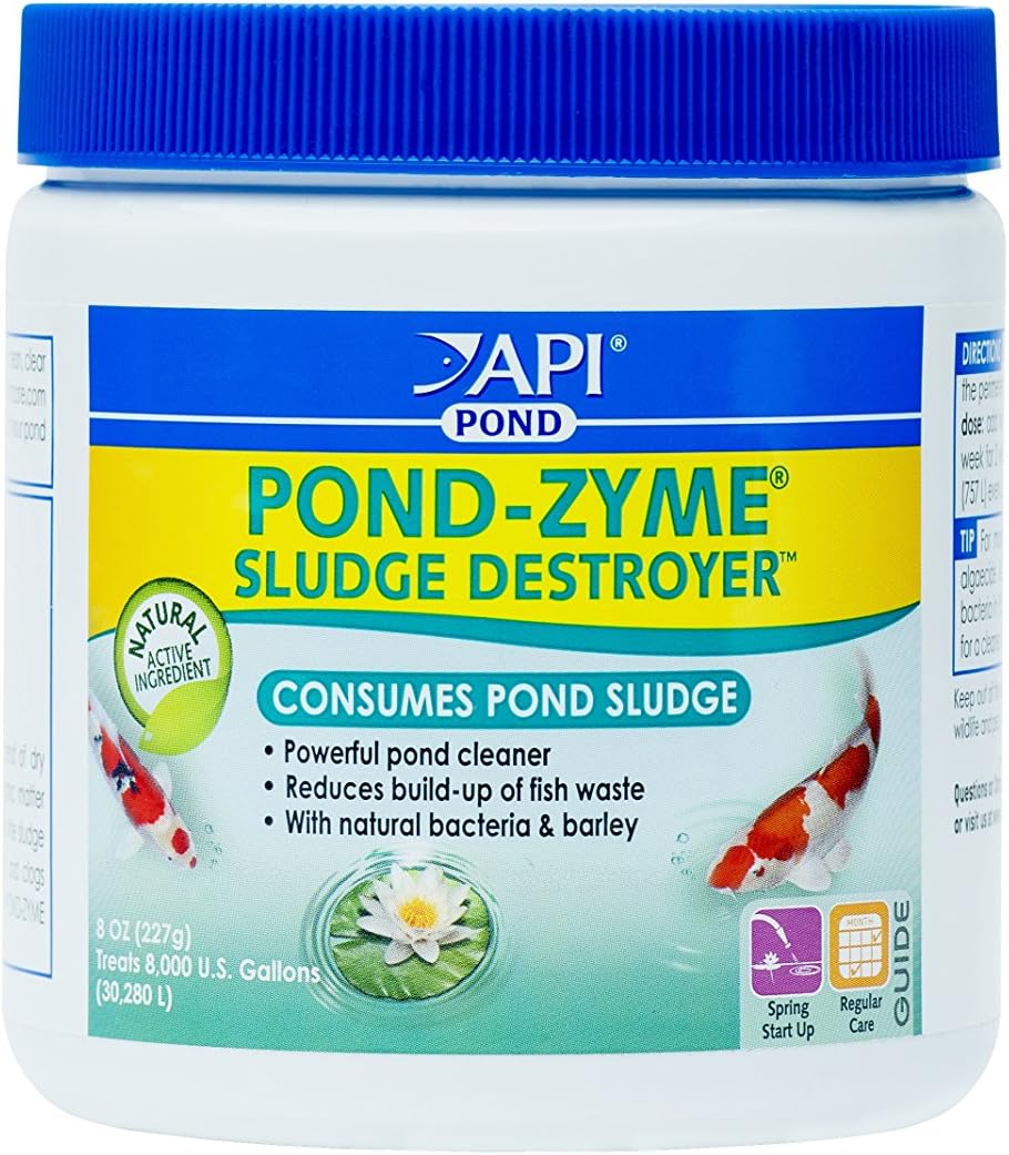 API Pond-Zyme Sludge Destroyer Pond Water Cleaner with Barley, Safe for Pets, 227 G Container