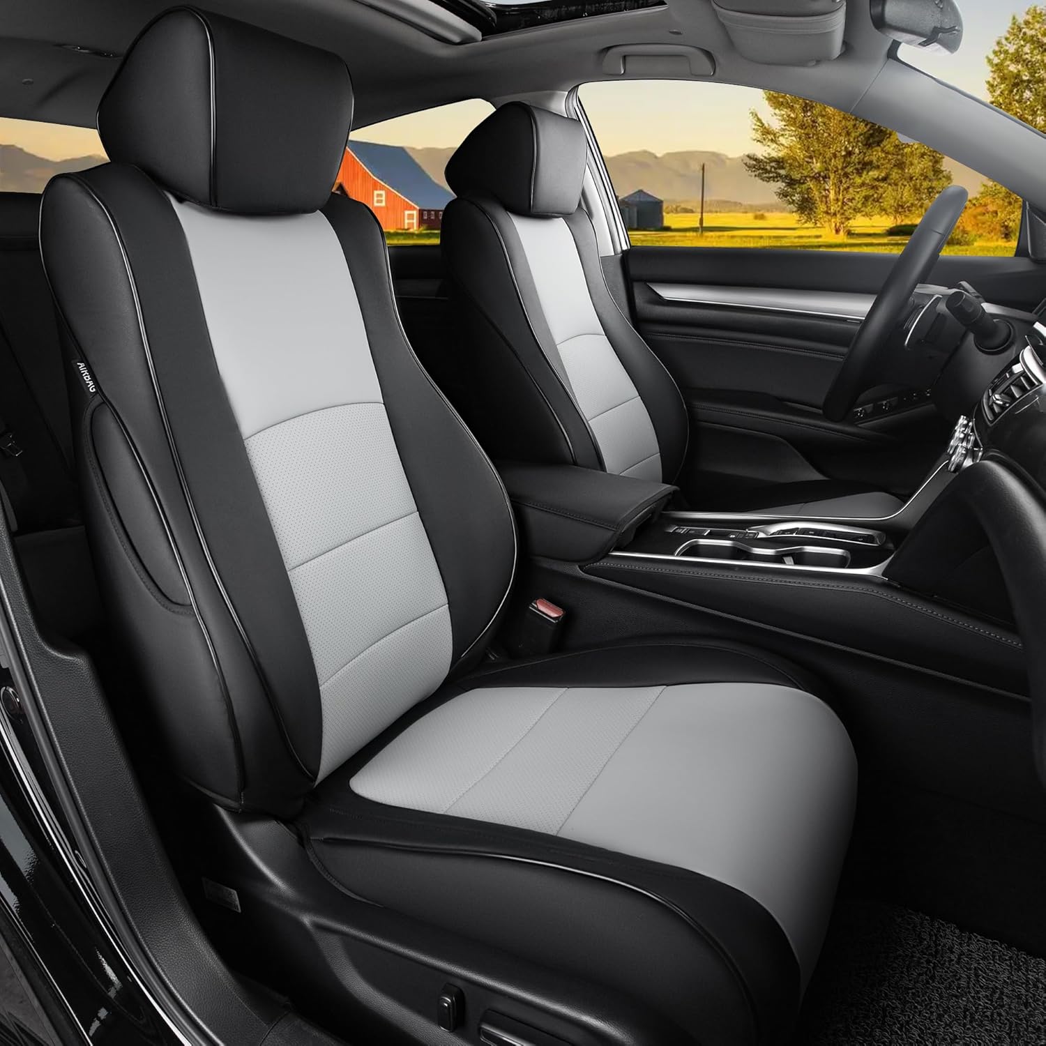 HKZ Custom Fit Accord Car Seat Covers for Honda Accord 2018 2019 2020 2021 2022 LX (Rear Row W/Solid Folding Backrest) - 5-Seats Full Set, Leather (Burgundy)