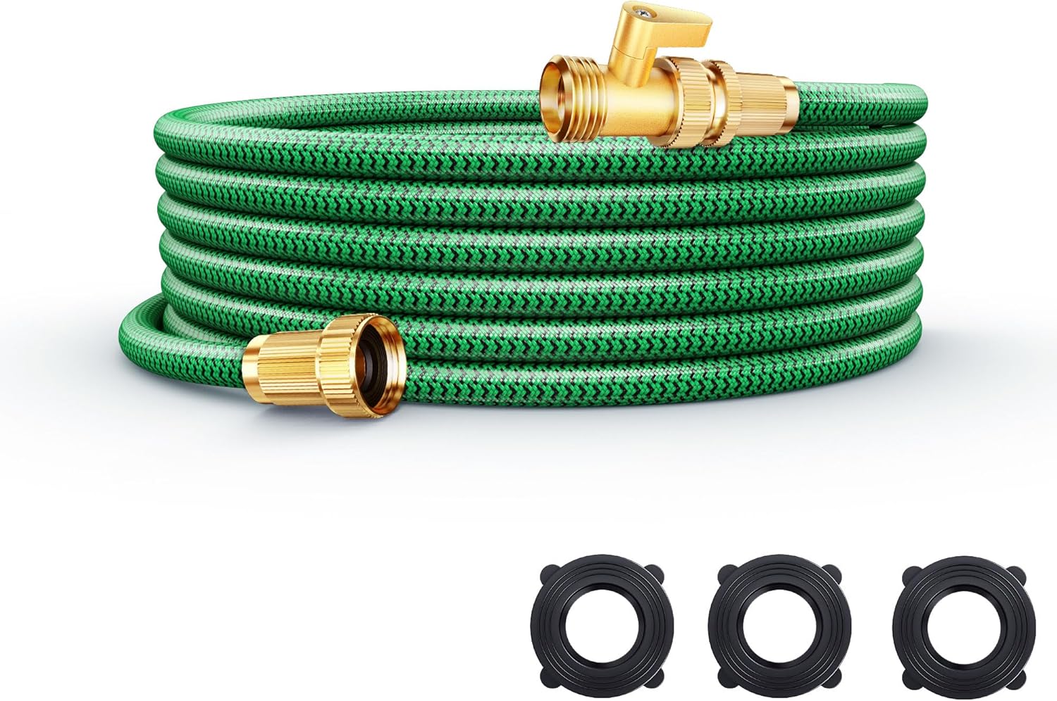 Non-Expandable Garden Hose 25ft, Flexible Water Hose with High-Density Fabric & Leak-Proof Metal Interface, Kink Resistant Wearproof Water Pipe for Gardening, Car Wash, Lawn, Yard