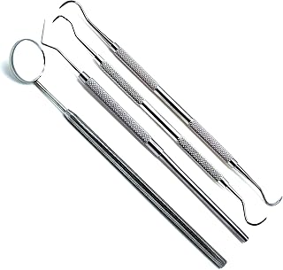 Dental Examination Set of 4, Sickle Scaler, Jaquette Scaler, Explorer 9, Mirror Endodontic Teeth Cleaning Premium Instruments