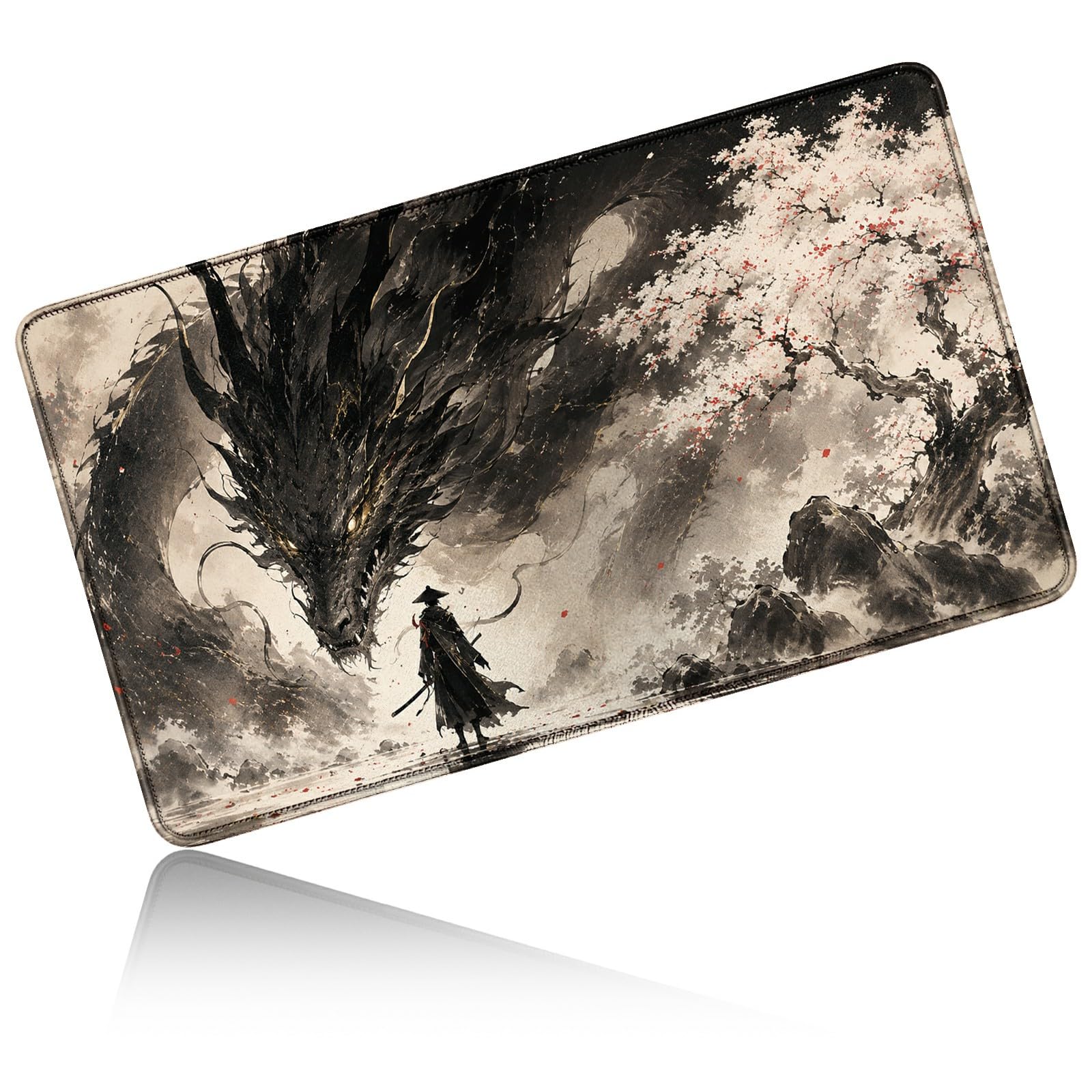 Dikoer for MTG/TCG Playmat 24" x 14" Commander Deck Mat, Sakura Dragon