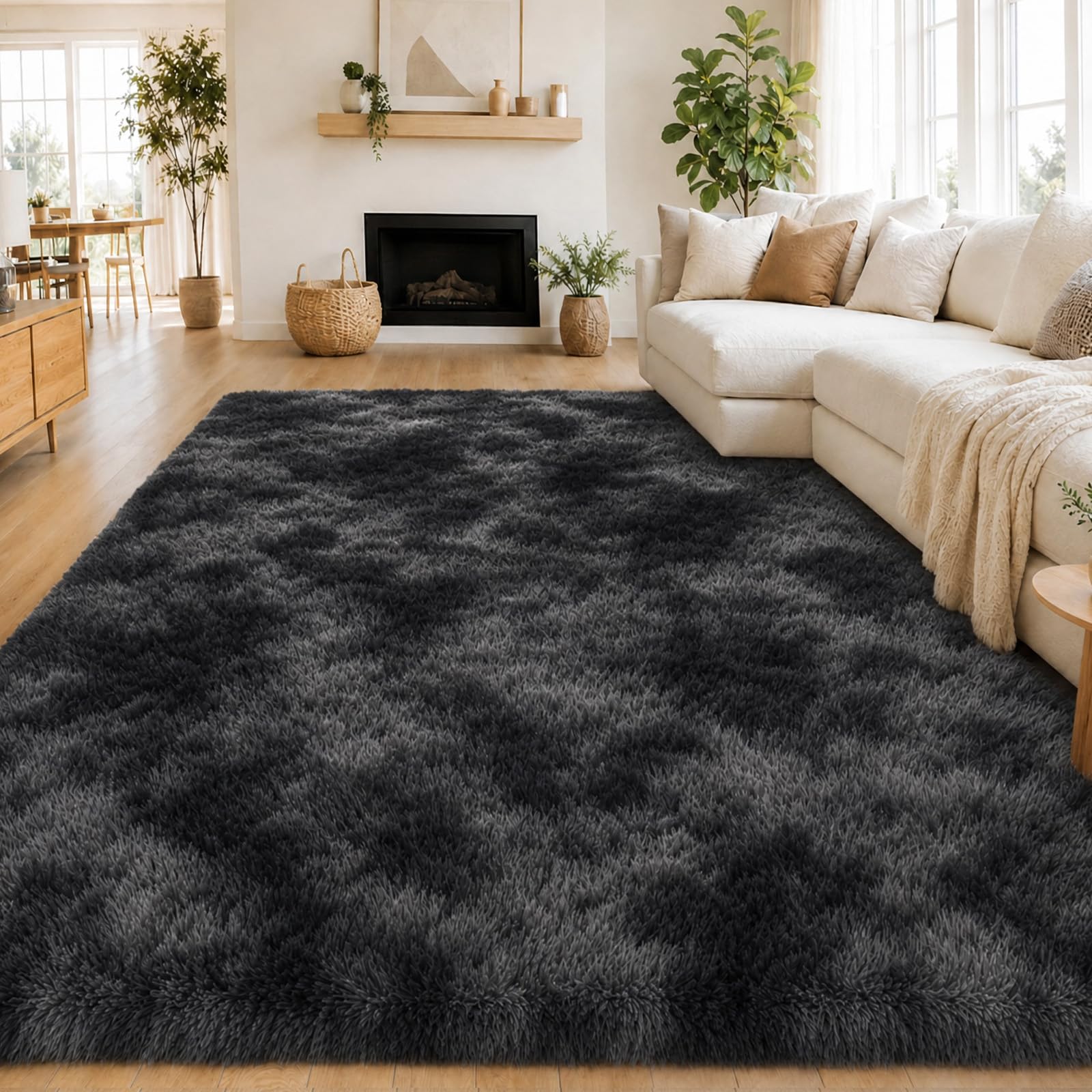 Hochflor Teppich Wohnzimmer 60x110cm, Creme Shaggy Teppich für Schlafzimmer Flauschige Teppichen, Modern Shag Wohnzimmerteppich Bettvorleger High-Pile Carpet rutschfest für Schlafzimmer Kinderzimmer