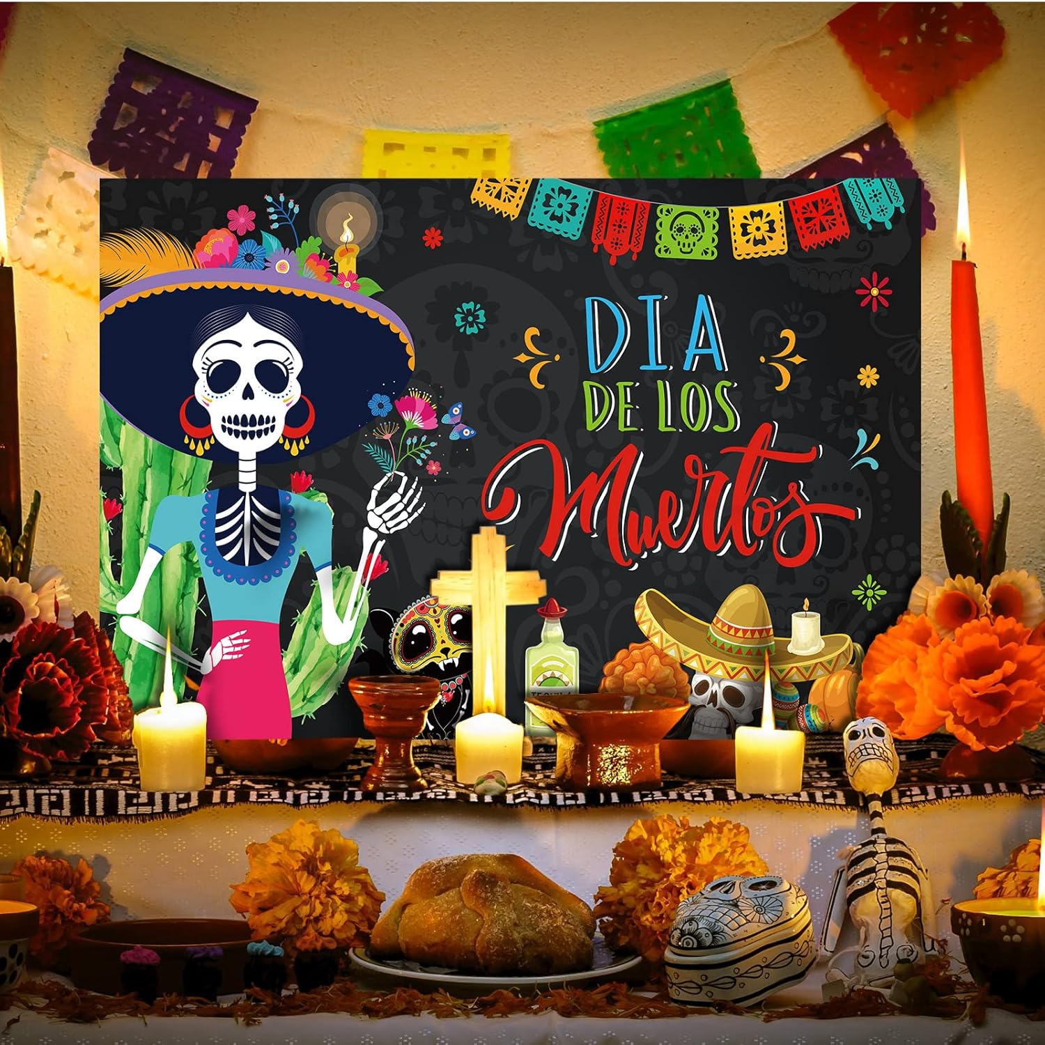 Capoda Dia De Los Muertos Lawn Garden Outdoor Decor 25 X16 Inches Day of The Dead Sign Sugar Skull Sign Welcome Signage for Mexican Fiesta Party Supplies - Image 5