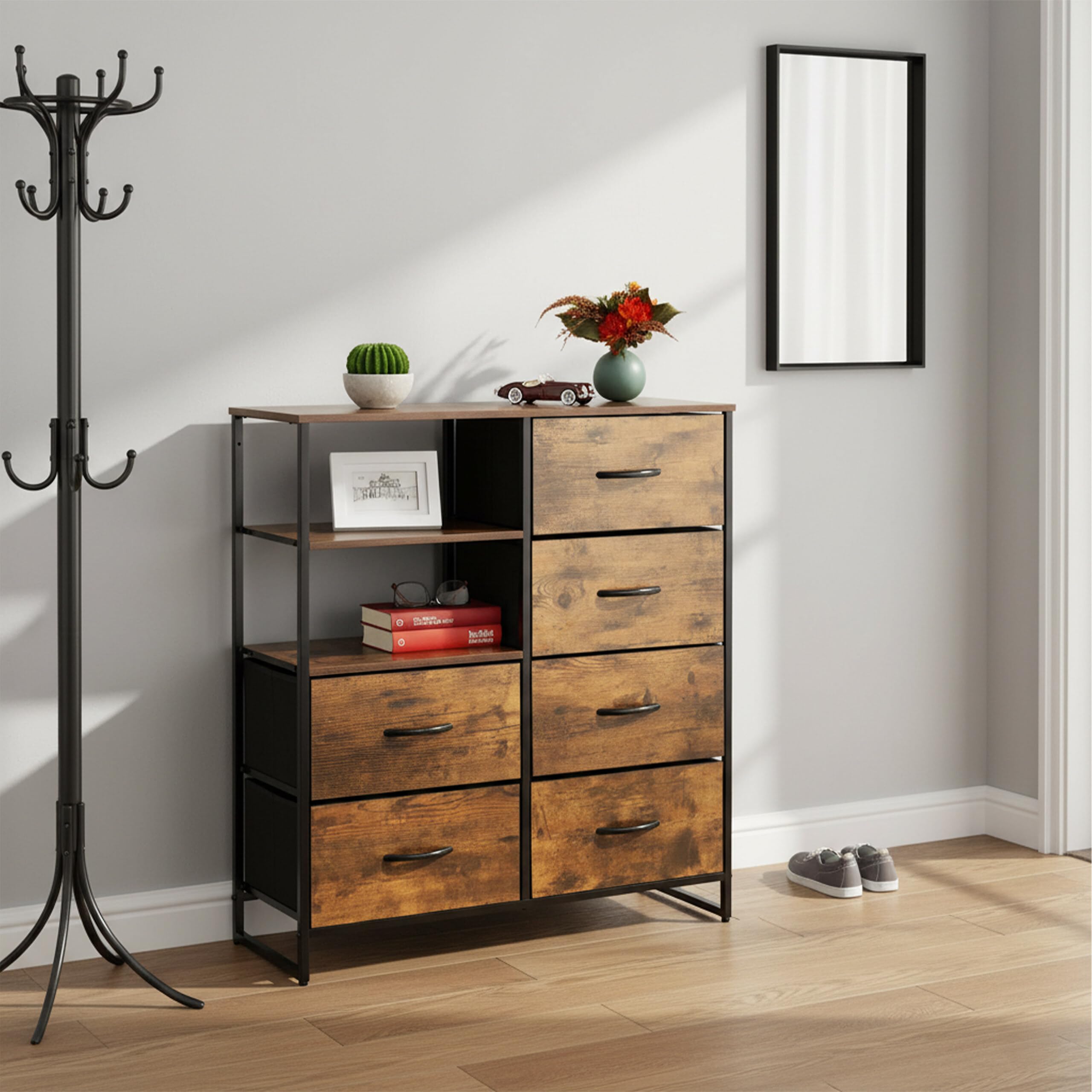 Coemo Ladekast Dressoir Chicago Zwart - Metalen vitrinekast voor de