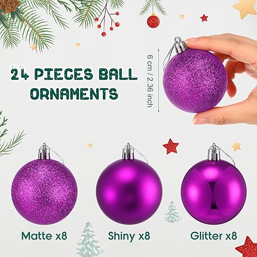Miniatura 9 de Syhood 40 adornos para árbol de Navidad, 24 piezas de adornos de bola de Navidad de 2.36 pulgadas, 15 piezas de 3.94 pulgadas, 4.72 pulgadas, adorno