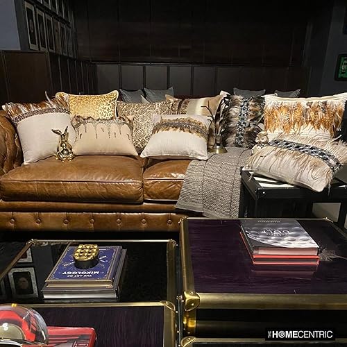 Miniatura 7 de The HomeCentric Juego de 2 fundas decorativas de almohada lumbares de 12 x 14 pulgadas, plumas de lino, cristales y cuentas, estilo moderno con