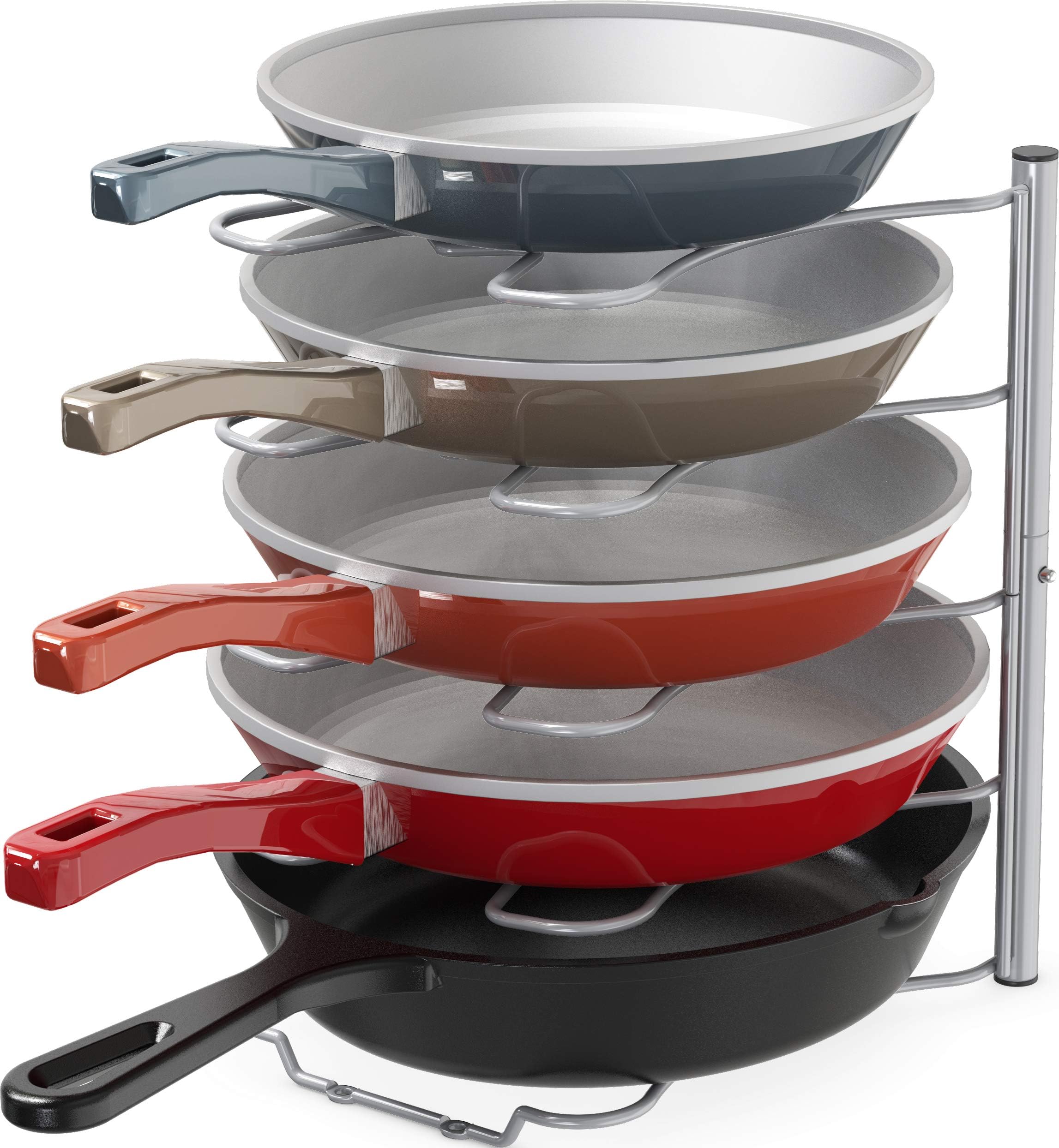 DecoBros Kitchen Counter and Cabinet Pan Organizer Shelf Rack, Silver