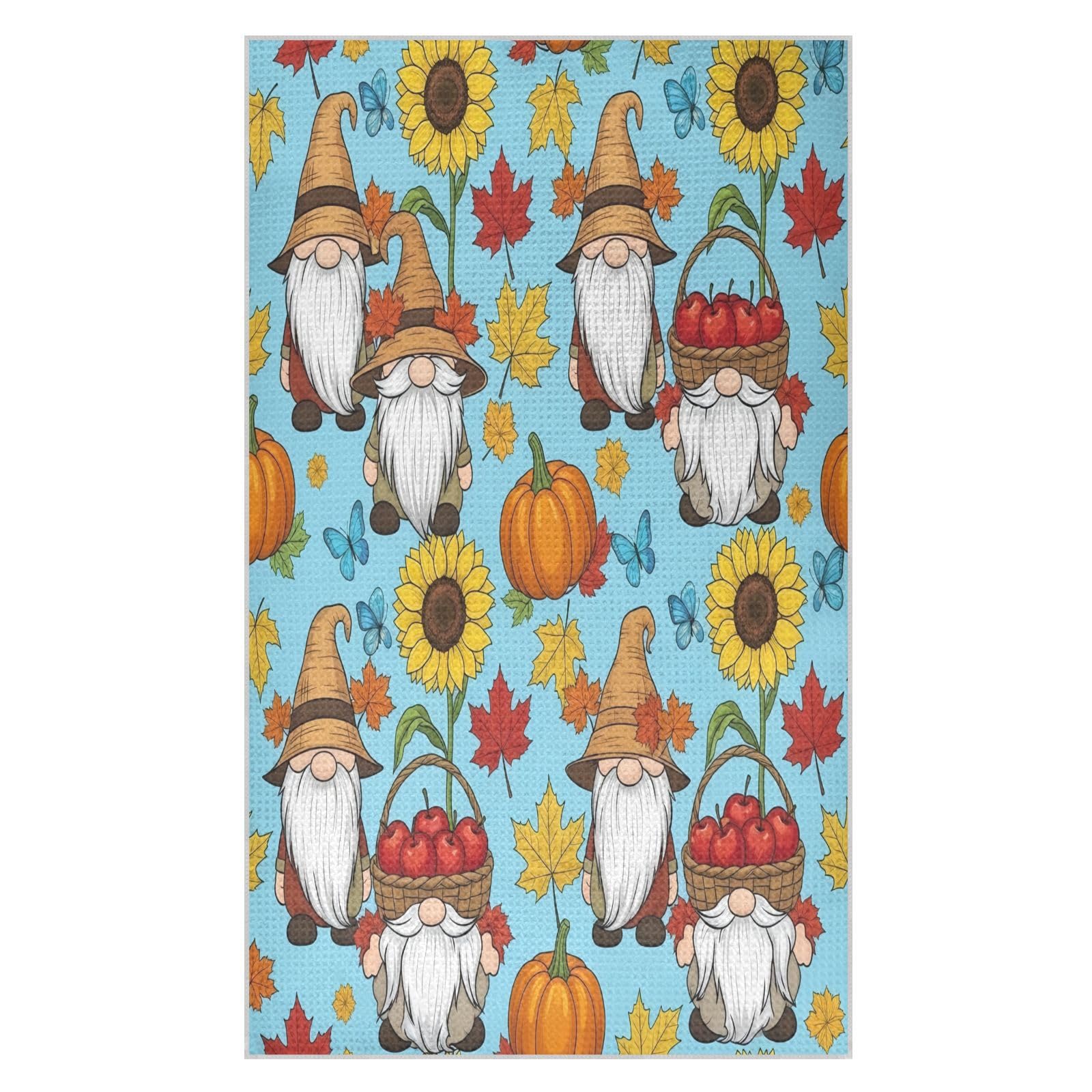 BURSTDDY Sunflower Gnome Kitchen Towels,Absorbent Dish Towels 2 Pack