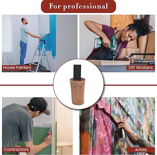 Miniatura 7 de Style n Craft Soporte para latas de pintura en aerosol, soporte para latas de pintura en aerosol de cuero de gamuza resistente, color marrón oscuro