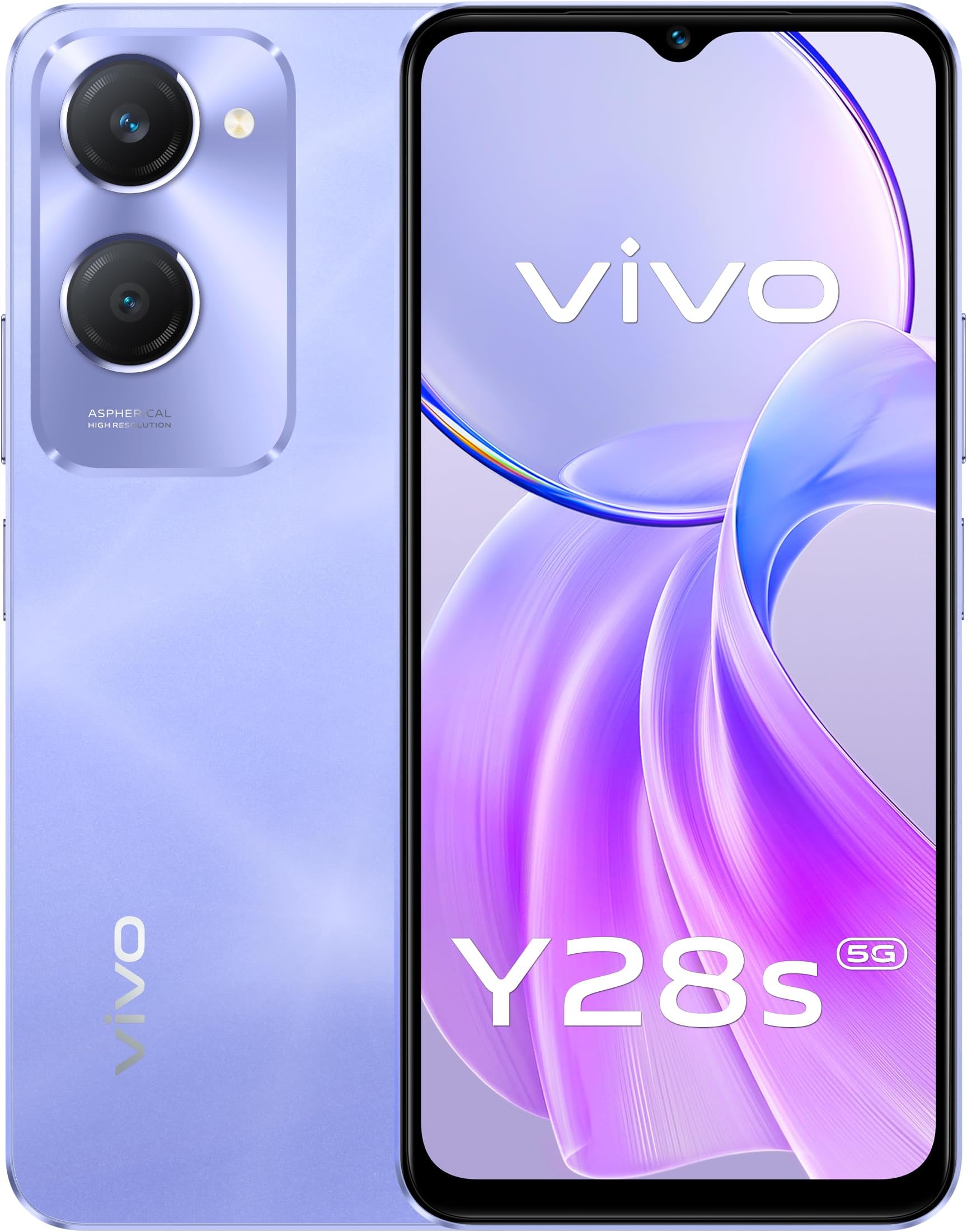vivo Y28s 5G Dual SIM Twinkling Purple - 8GB RAM | 256GB Storage | 6.56" HD Display | 50MP Camera | 5000mAh Battery | IP64 Water & Dust Resistant - Middle East Version